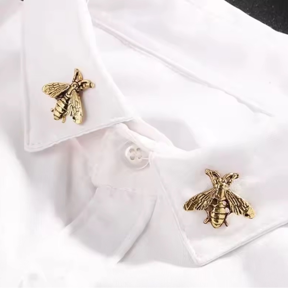 Anthropologie White Blouse with Gold Insect Details